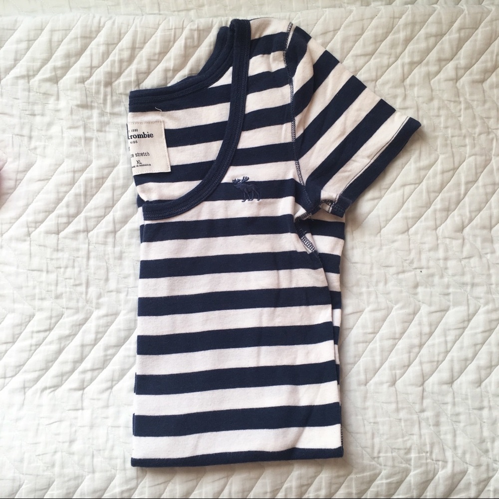 Abercrombie Navy Blue Striped Tee